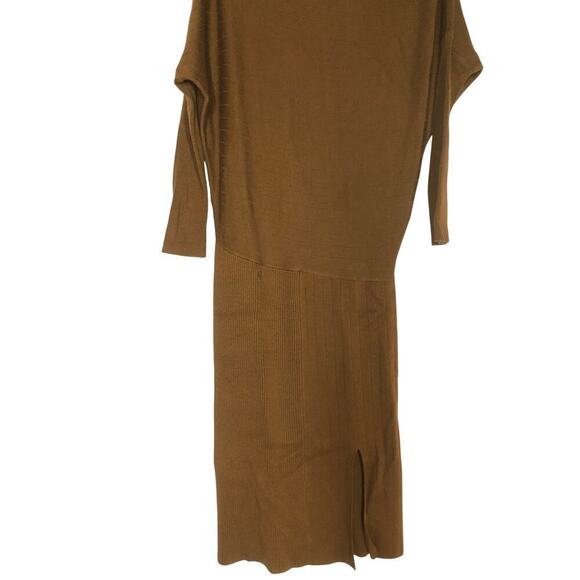 Victor Alfaro Sweater Dress Asymmetrical Long Sleeve Brown M - Picture 6 of 11